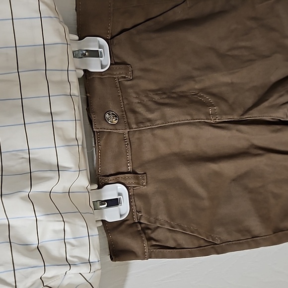 Freestyle 2 Piece Set White Button Down Blue Brown Stripe Sleeve Brown Cargo 5 - Picture 5 of 13